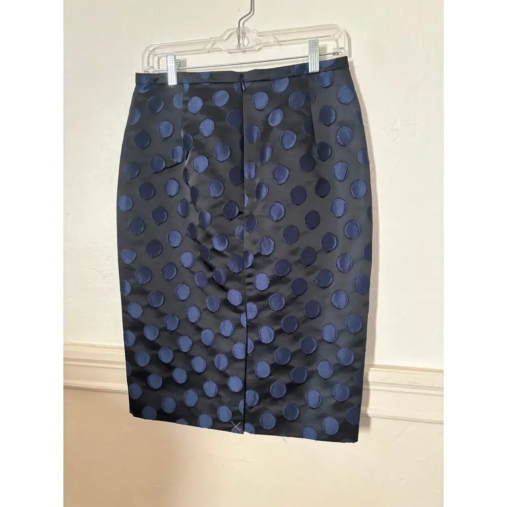 J.Crew Polka Dot Pencil Skirt Women’s Size 4 Navy Blue New With Tags